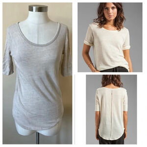 Annie Bing linen open scoop neck short sleeve tee t-shirt top 26221